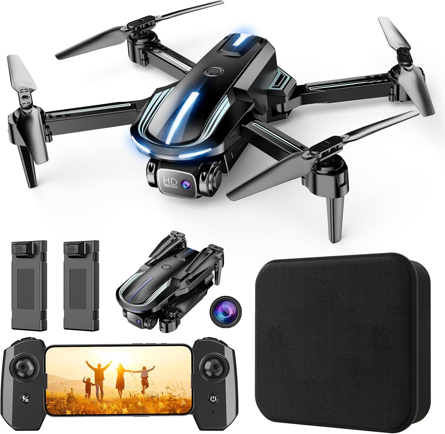 1080P HD Camera Drone for Beginners and Kids - Foldable FPV RC Quadcopter with Altitude Hold, Gesture Selfie, 3D Flips, and 2 Batteries