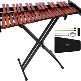 VEVOR 37-Key Professional Glockenspiel Xylophone – Percussion Instrument with Adjustable Stand, Mallets, and Gig Bag