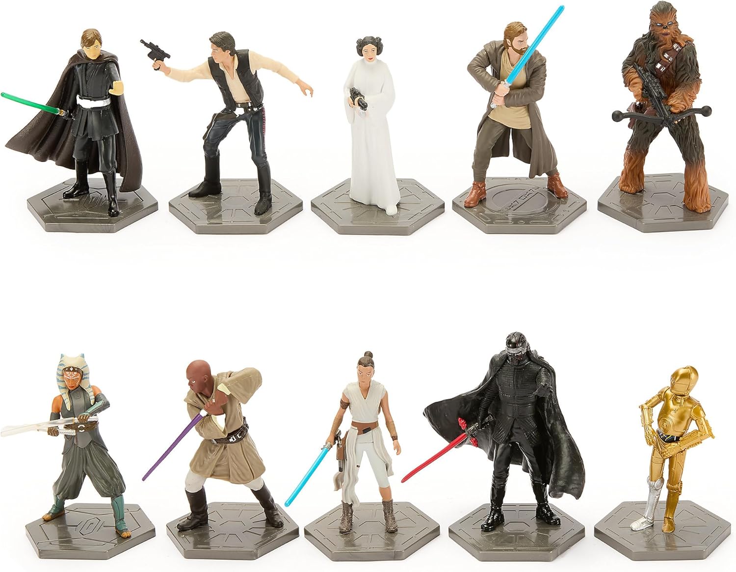 Disney Store Official Star Wars Mega Figure Collection – 19-Piece Fully Sculpted Character Set with Stands – Includes Darth Vader, Yoda, Han Solo & More – Ultimate Gift for Fans & Collectors