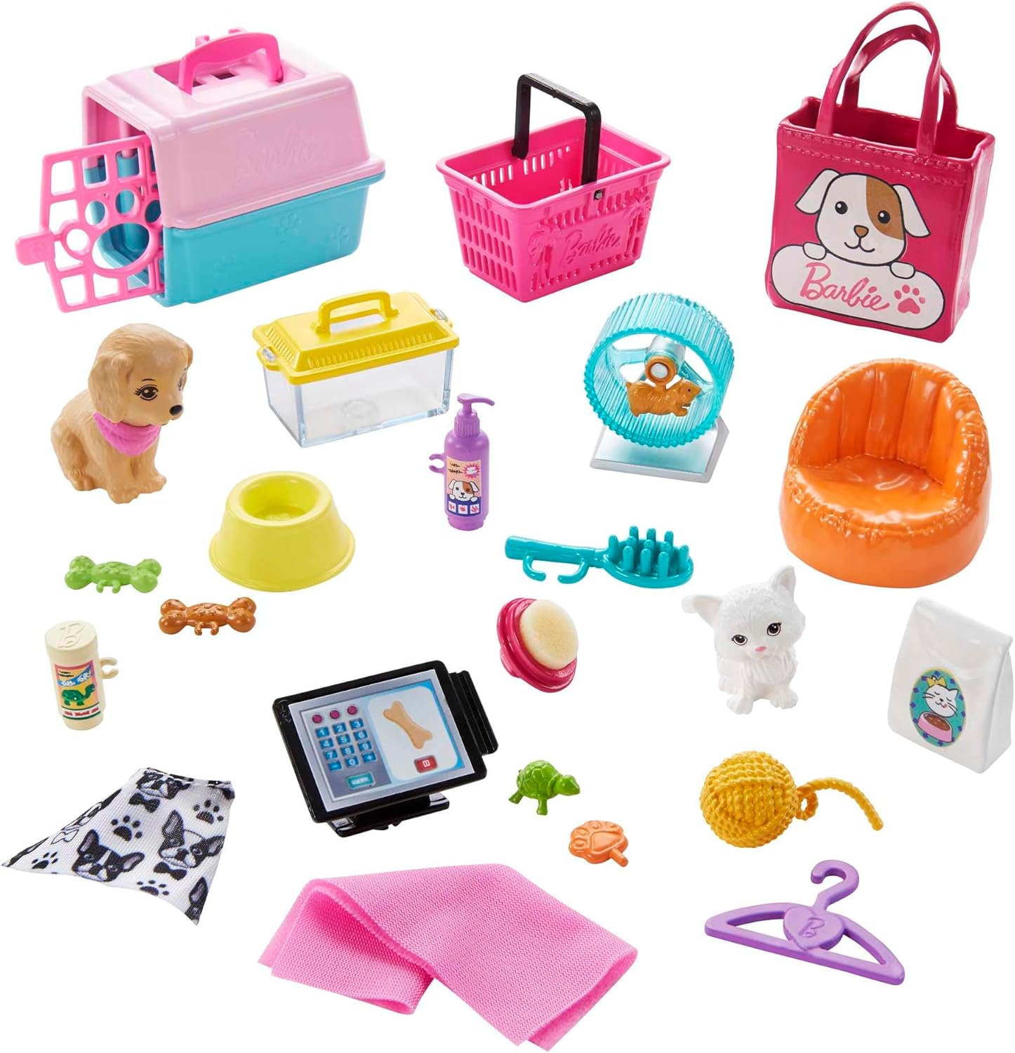 Barbie Pet Boutique Playset with Blonde Doll & 4 Pets, Color-Change Grooming Station & 20+ Accessories