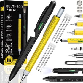 9-in-1 Multitool Pen Set for Men - 2-Pack Tactical LED & Level EDC Gift Set - Unique Gadgets for Husband, Dad, Boyfriend & Boss