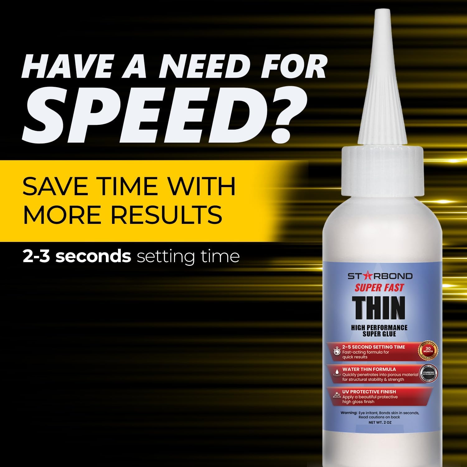 Starbond EM-02 Super Fast Thin CA Glue Pro Kit – Industrial Strength Cyanoacrylate Adhesive with Precision Micro-Tips & Anti-Clog Cap – Professional Woodturning, Hobby, and Model Repair (2 oz)