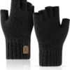 Thermal Knit Fingerless Gloves for Men & Women - Breathable Half-Finger Warmth for Typing, Driving, Cycling & Running
