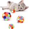 TUSATIY 3-Pack Cat Toy Balls with Bells - Soft Plush Fuzzy Kitten Balls - Interactive Chase, Chew & Play Sets for Indoor Cats & Kittens - Assorted Sizes (S, M, L)