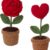 Hand-Crocheted Cotton Rose Flower & Heart Ornament Set – Everlasting Romantic Gift for Her, Home & Car Décor