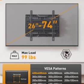 Perlegear Full Motion TV Wall Mount - Dual Articulating Arm for 26-74 Inch TVs | Tool-Free Tilt, Swivel & Extend | Height Adjustable & Pre-Assembled for 16” Studs