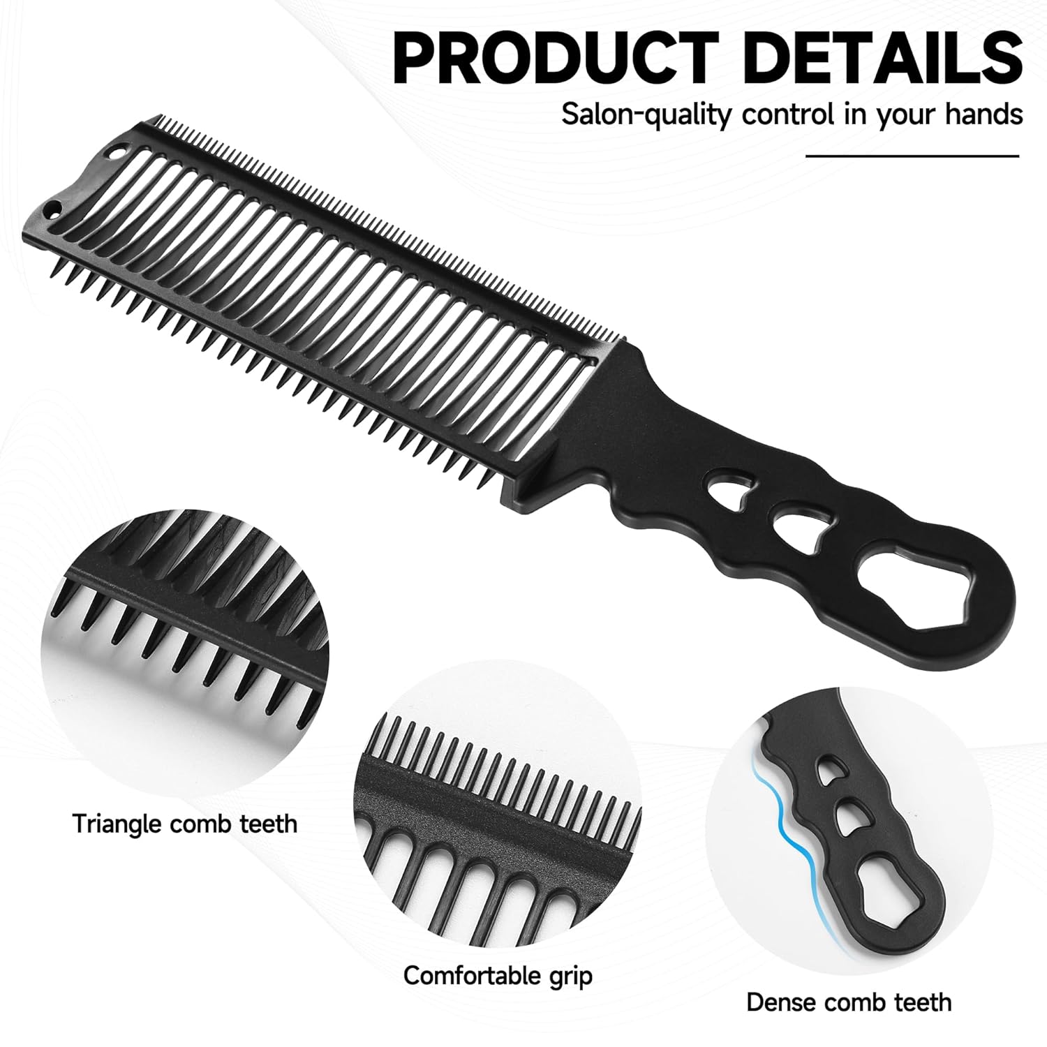 Blend Friend Fade Comb Set for Men - Professional Barber Hair Cutting Combs, Ergonomic Fade Tools for Clippers, DIY Haircare Accessories (Black, 2 Pack)