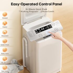 Auertech 18 lbs Portable Washing Machine - Fully Automatic Washer with LED Display, 7 Cycles & Built-in Drain Pump for Apartments, Dorms, and RVs