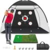 10x7FT Golf Practice Net with Target & Mat - Indoor/Outdoor Swing Training Aid, Durable Backyard Hitting Cage Set