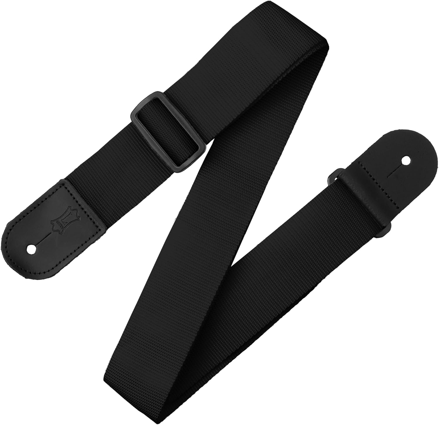 Levy's Leathers M8POLY-BLK 2-Inch Polypropylene Guitar Strap with Genuine Leather Ends & Tri-Glide Adjustment (Black)