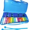 Soulmate 25-Note Professional Xylophone Glockenspiel – Portable Percussion Instrument with 2 Octaves, Carrying Case, and Tuned Mallets for Music Education & Beginners (Blue)