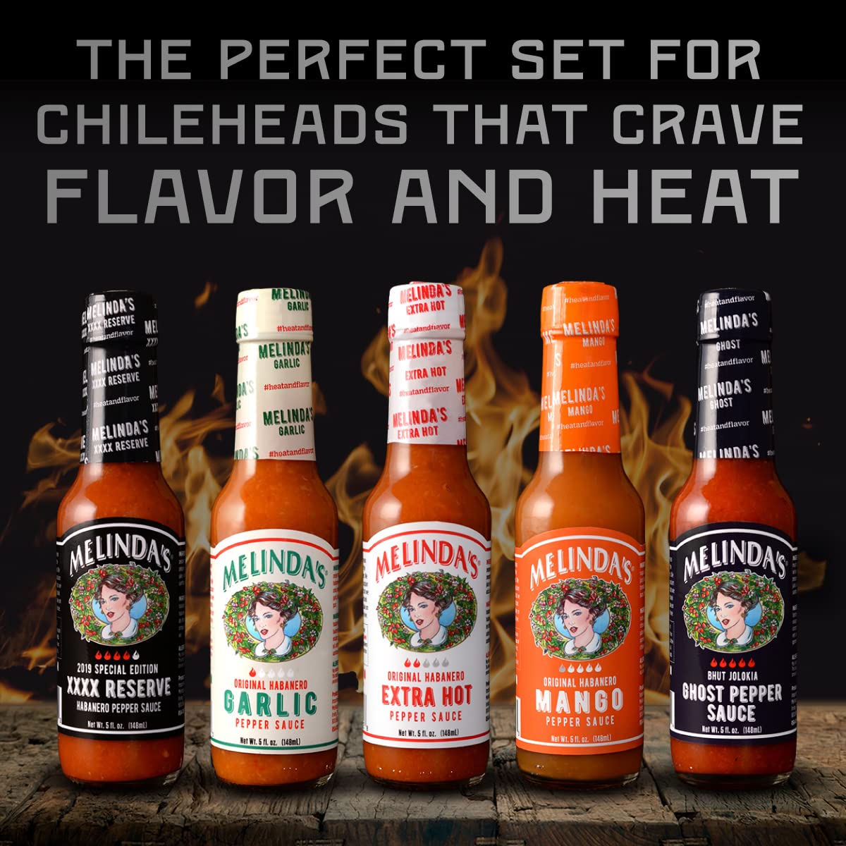 Melinda's Hot Sauce Variety Pack - 5 Bottle Gourmet Gift Set featuring Ghost Pepper, Habanero & Mango Flavors