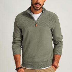 PJ PAUL JONES Men's Slim Fit Quarter-Zip Mock Neck Sweater - Casual Pullover Top