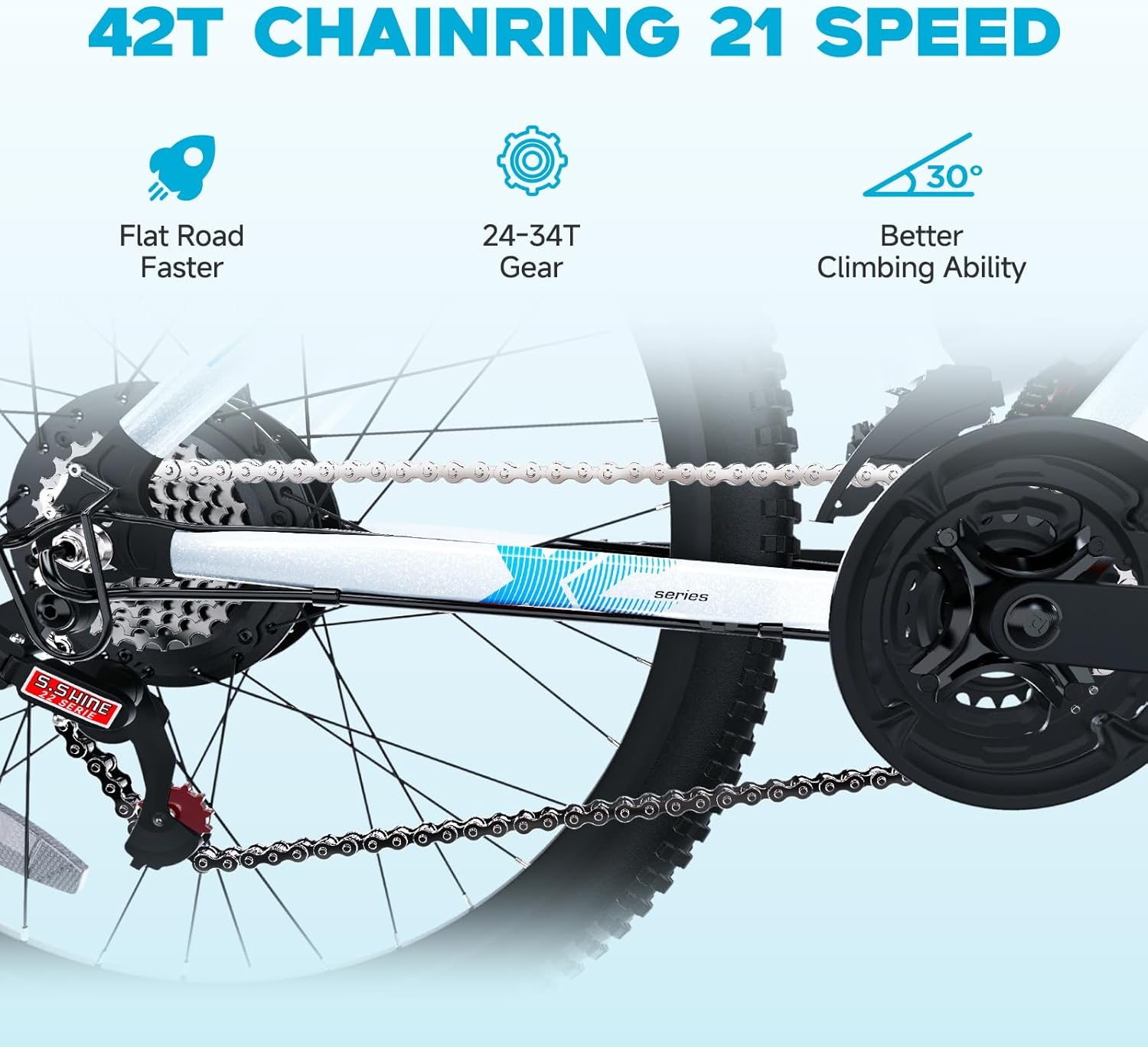 Victor 26" Electric Bike for Adults & Teens - 350W UL 2849 Certified E-MTB with 36V Battery, 21-Speed Gears, and Dual Disc Brakes