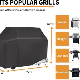 NEXCOVER Premium Waterproof Grill Cover – 55 Inch Heavy Duty Fade Resistant BBQ Cover for Outdoor Gas Grills (Fits Weber, Nexgrill, Brinkmann)