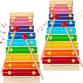 2-Pack Wooden Xylophone for Kids – Educational Musical Toys with 8 Keys & Child-Safe Mallets – Perfect Montessori Gift for Toddlers