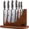 HOSHANHO 7-Piece High Carbon Stainless Steel Knife Set with Magnetic Acacia Block