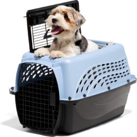 Petmate Two-Door Pet Kennel & Travel Carrier for Small Dogs & Cats - Airline Approved, Top & Front Loading, Made in USA, 24-Inch, Blue