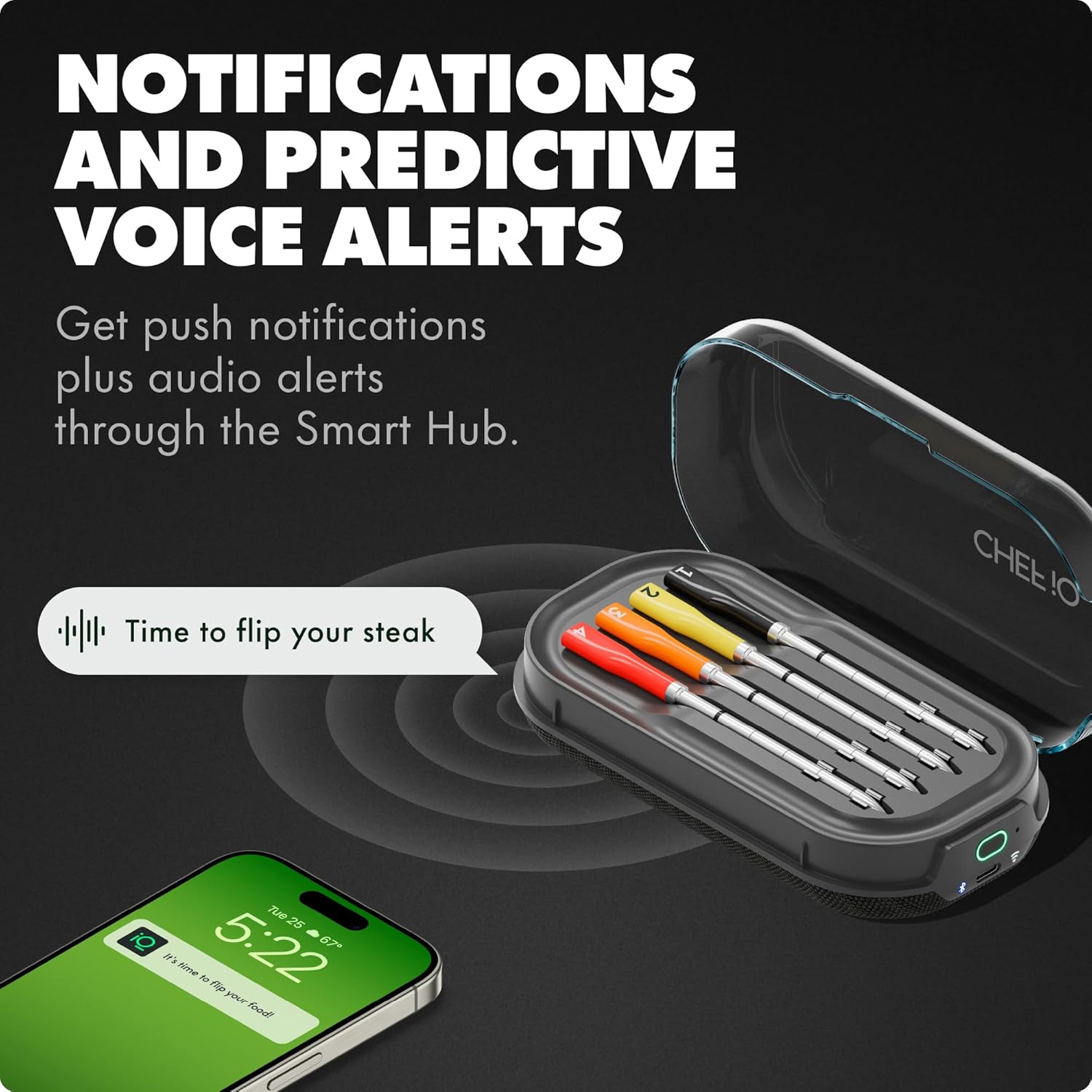 CHEF iQ Sense Smart Wireless Meat Thermometer with WiFi Hub | 4 Ultra-Thin Probes | Unlimited Range & 5 Sensors for BBQ, Grill, Smoker & Oven