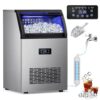 Commercial Ice Maker Machine - 150 lbs/24H Output, 45 lbs Storage Bin, Freestanding Stainless Steel Clear Ice Cube Maker with LCD Control Panel for Restaurants, Bars, and Home Use