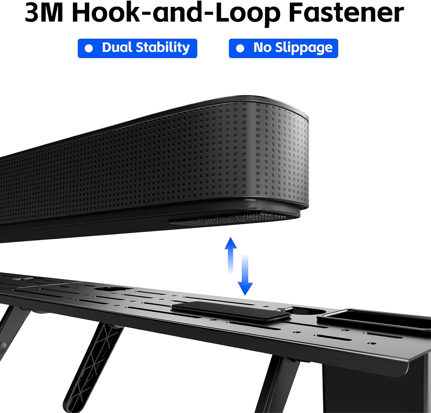 Universal Soundbar Mount with Storage – No-Drill TV Top Shelf for Samsung, Sony, LG, Bose – Fits Screens Up to 34.65", 15lb Capacity (Black)