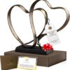 Two Hearts & Cross Iron Sculpture – Handcrafted Wedding Anniversary Gift for Couples with Keepsake Box & Poem Card