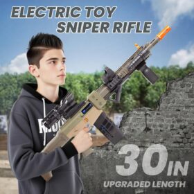Electric Sniper Rifle Foam Blaster Kit - Semi-Auto Toy Gun with Scope, 120 Darts, 3 Magazines & Rechargeable Battery - Tactical Outdoor Game for Boys & Adults