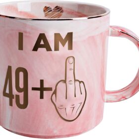 Funny 50th Birthday Gifts for Women - Fabulous Pink Marble Coffee Mug & Cute Turning 50 Gag Present Idea for Wife, Mom, Sister, Best Friend - 11.5oz Ceramic Cup