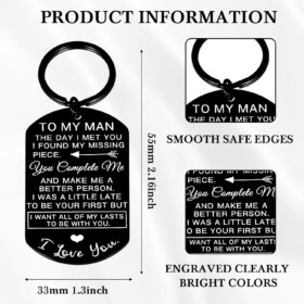 Personalized Husband Keychain – 'To My Man' Stainless Steel Engraved Gift for Him