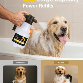 PetMate Pro 2L Electric Foam Sprayer – Rechargeable Portable Dog Bathing & Grooming Tool with Soap Dispenser