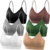 PAXCOO Women's Seamless Bralettes - Pack of 6 Padded Wire-Free Sports Bras for Everyday Comfort & Light Exercise