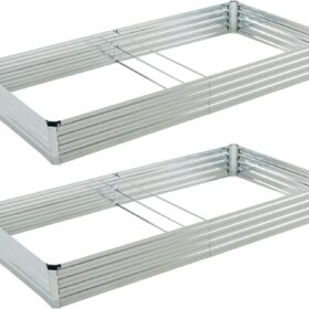 2-Pack 8x4x1ft Galvanized Raised Garden Bed Kit - Durable Open Base Metal Planter Box for Vegetables, Herbs & Flowers