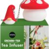 Enchan-Tea Mushroom Gnome Loose Leaf Tea Infuser - Cute Silicone Tea Strainer with Stainless Steel Chain - Novelty Tea Gifts & Funny Kitchen Gadgets