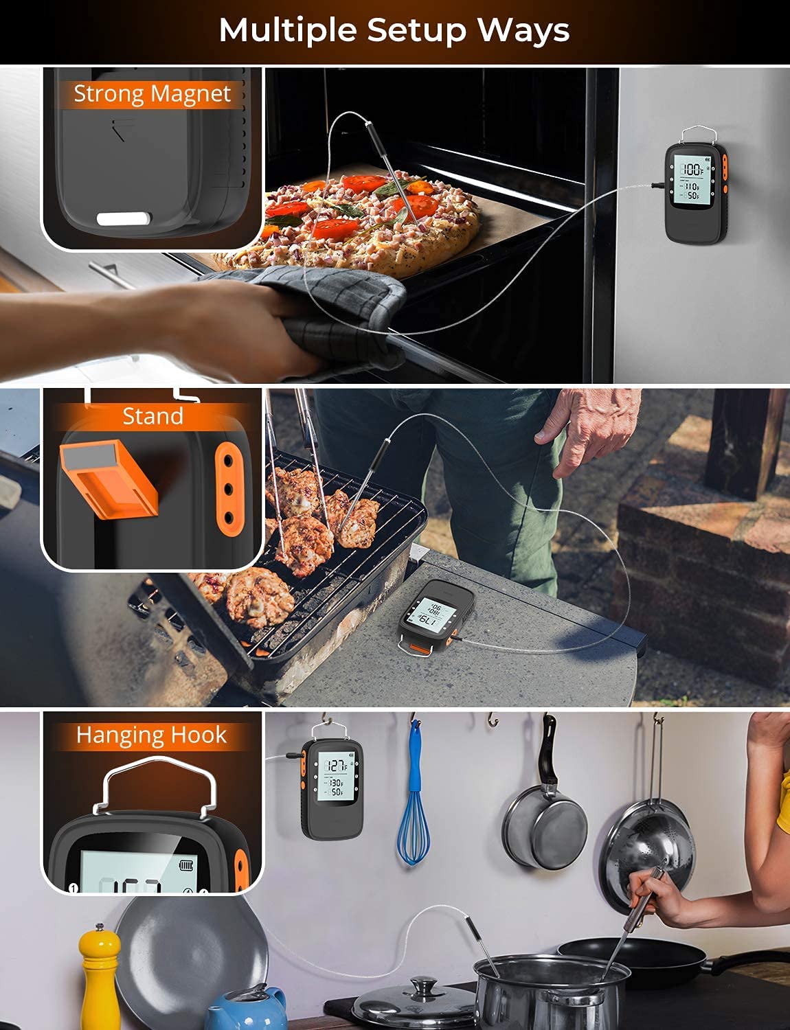 Govee Bluetooth Meat Thermometer - Wireless Smart Grill Thermometer with 2 Probes, 500ft Range, LCD Backlit Display & App Alerts for Smoker, Oven & BBQ Cooking