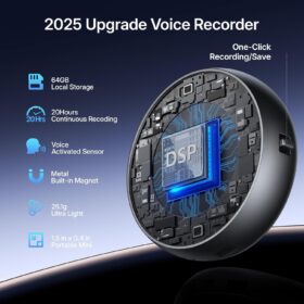 64GB Digital Voice Recorder with Playback – AI Noise Cancellation, Magnetic Voice Activated Recorder for Lectures, Meetings & Interviews