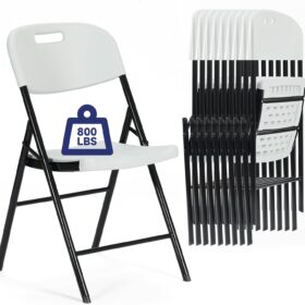 10-Pack Heavy-Duty 800 LB White Folding Chairs – Commercial Grade Metal Frame for Events, Weddings, and Parties