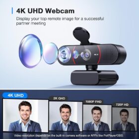 EMEET C960 4K Webcam for PC – Ultra HD USB Web Camera with PDAF Auto Focus, Noise-Reducing Microphones, Privacy Cover, & Adjustable Mount for Remote Work, Streaming, and Online Meetings