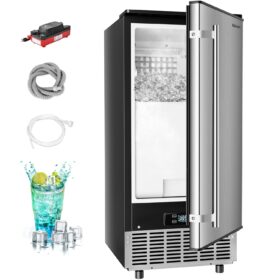 EUHOMY 90 lb. Under Counter Ice Maker with Drain Pump – 24Hr Timer, Self-Cleaning, Commercial Grade Stainless Steel Machine for Home Bar, Restaurant, or Cafe