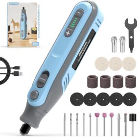 4V Cordless Rotary Tool Kit - 5-Speed Variable Power, Compact DIY Grinder & Polisher for Crafting, Sanding, and Pet Grooming (Blue)