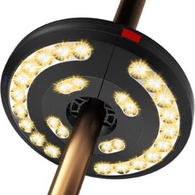 Eletorot Rechargeable Patio Umbrella Light – 28 LED Cordless Outdoor Umbrella Lamp with 3 Modes, Easy Clamp Mount for Pool, Deck & Backyard Décor