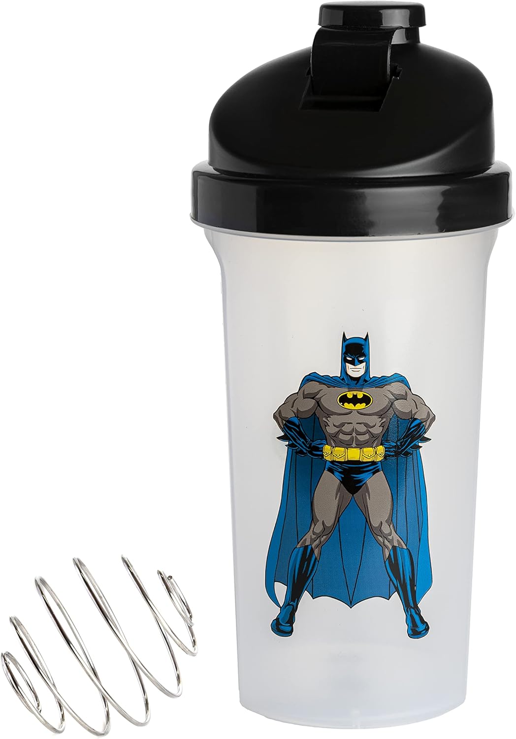 Official DC Comics Batman Protein Shaker Bottle - 23 oz Mixer Cup with Storage & Grid - Novelty Batman Gift for Gym & Fitness Fans