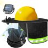 Solar Powered Cooling Hard Hat Accessory with Full Brim Sun Shade & Neck Shield - Rechargeable Dual-Mode Fan for Construction, Fishing, and Outdoor Work