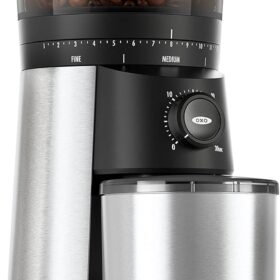 OXO Brew Conical Burr Coffee Grinder with Stainless Steel Burrs – 15 Settings & One-Touch Timer