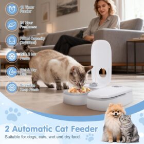 Automatic Cat Feeder with Ice Pack – 48-Hour 700ml Wet & Dry Food Dispenser for Cats, Puppies & Small Dogs – Portable Timer Dish with Secure Lid