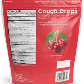 Amazon Basic Care Cherry Cough Drops, 160 Count – Soothing Sore Throat Relief