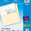 Avery Double Pocket Dividers for 3-Ring Binders – Untabbed, Manila, 5-Pack (03075)