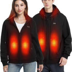 Heated Hoodie with 6 Heating Zones & 12000mAh Battery Pack - Unisex Portable Electric Sweatshirt for Outdoor Sports, Hunting, & Winter Commute