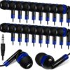 Kanayu 100-Pack Bulk Wired Earbuds – Individually Bagged 3.5mm Jack Headphones for Schools, Classrooms, Libraries & Travel (Dark Blue)