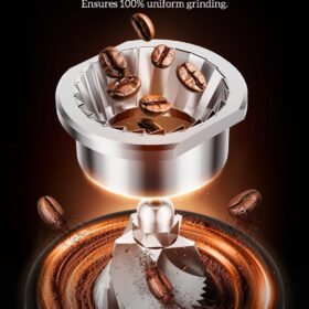 Neretva Professional Conical Burr Coffee Grinder – Precision Electric Espresso Mill with 30 Grind Settings, Anti-Static Technology & Portafilter Holder (Fits 51-58mm)