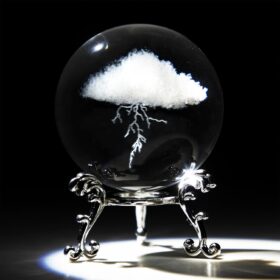 HDCRYSTALGIFTS 3D Lightning Cloud Crystal Ball - 2.3 Inch Feng Shui K9 Glass Paperweight with LED Stand for Home & Office Decor